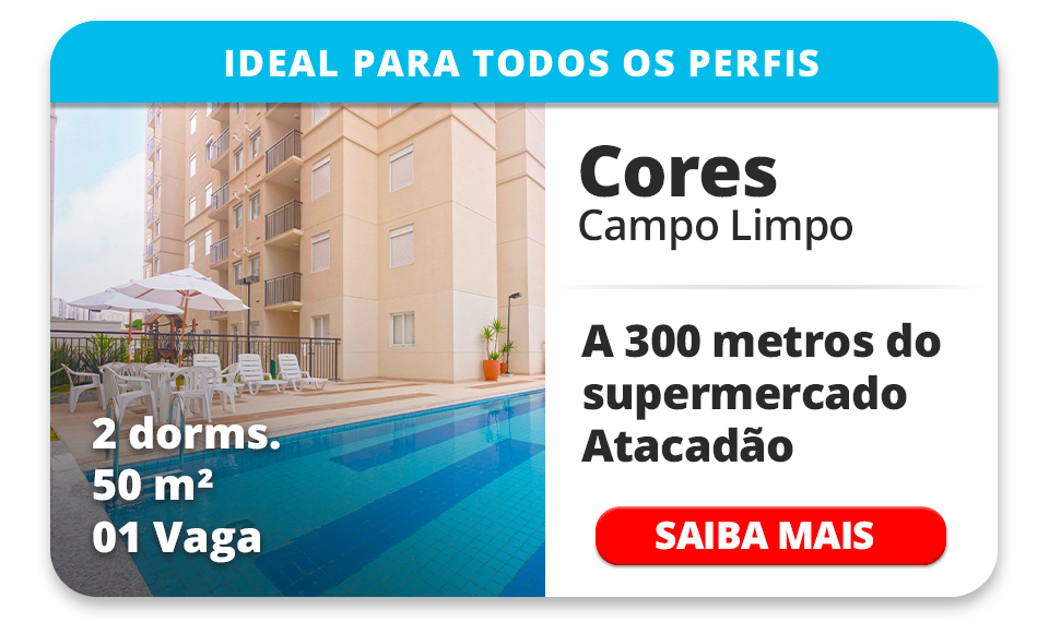 CORES CAMPO LIMPO ? 2 DORMS ? 50m&sup2; ? 01 VAGA 