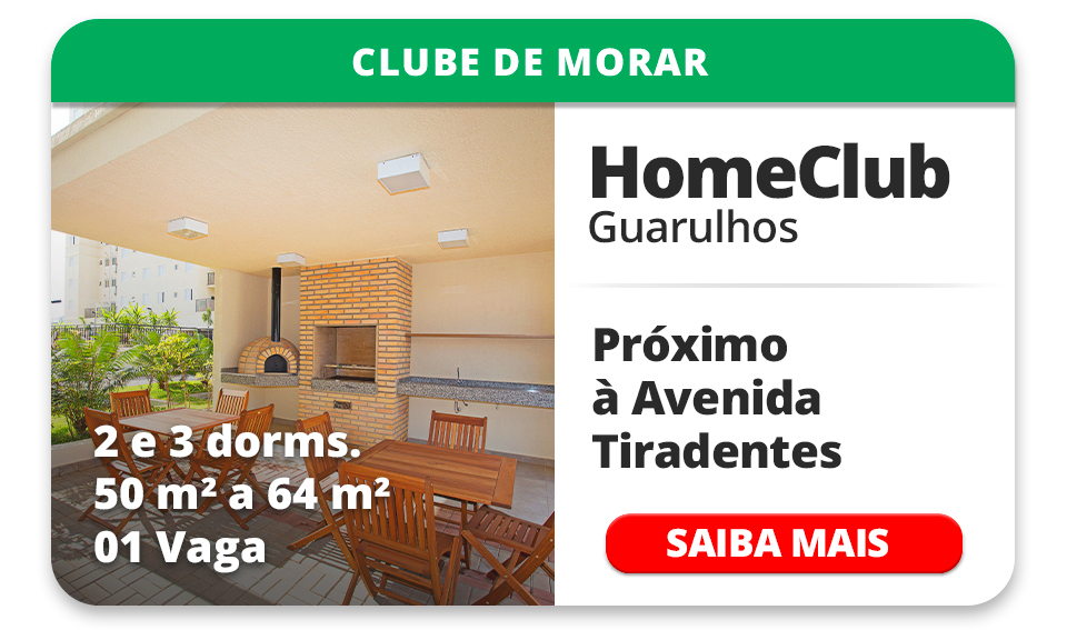 HOME CLUB GUARULHOS ? 2 E 3 DORMS ? 50m&sup2; a 64m&sup2; ? 01 VAGA 
